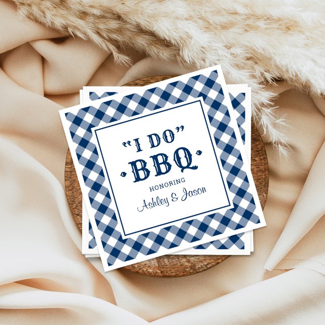 Servilleta De Papel Boda Navy Gingham I Do BBQ (Subido por el creador)