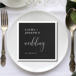 Servilleta De Papel Boda Negra Moderna Minimalista Personalizada