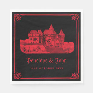 Servilleta De Papel Boda Negra Roja Castillo Vampiro Gótico