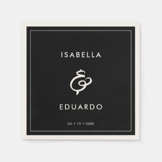 Servilleta De Papel Boda negro contemporáneo