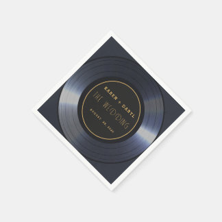 Servilleta De Papel Boda negro de récord de vinilo retro
