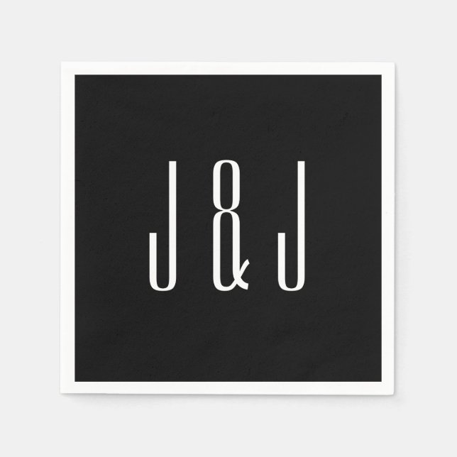 Servilleta De Papel Boda negro moderno (Anverso)