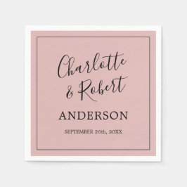 Servilleta De Papel Boda negro rosado Rosa polvoriento personalizado