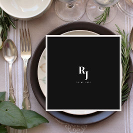 Servilleta De Papel boda negro y blanco negrita minimalista