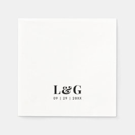 Servilleta De Papel Boda negro y blanco negrita monograma mínimo