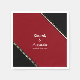 Servilleta De Papel Boda negro y rojo moderno