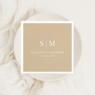 Servilleta De Papel Boda Neutral Gold Elegant Couple Initials