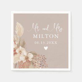 Servilleta De Papel Boda Neutrales de Hierba de Pampas Boho