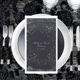 Servilleta De Papel Boda nocturno estrellado de plata Long