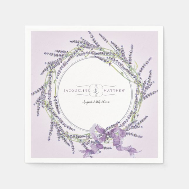 Servilleta De Papel Boda nupcial Ducha Acuarela Lavanda Lilac (Anverso)