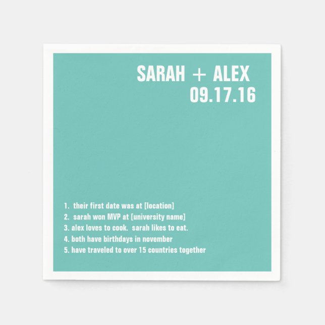 Servilleta De Papel Boda o ducha Divertido Hechos Cóctel (Anverso)