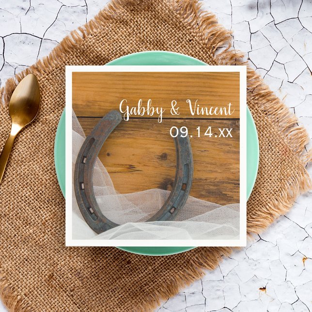 Servilleta De Papel Boda occidental del país herradura y velo (Subido por el creador)