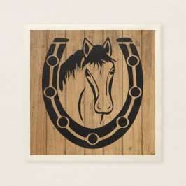 Servilleta De Papel Boda occidental Horse Horseshoe Country Wood