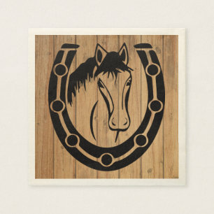 Servilleta De Papel Boda occidental Horse Horseshoe Country Wood