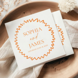 Servilleta De Papel Boda Ondulada de Naranja Cítrica Caprichosa