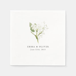 Servilleta De Papel Boda Orgánica Personalizada de Verde Salvia con Fo