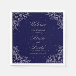 Servilleta De Papel Boda Ornate Floral Plateado