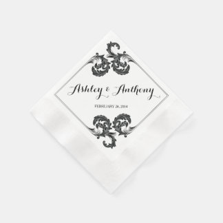 Servilleta De Papel Boda Ornate Vintage con Floral Personalizado