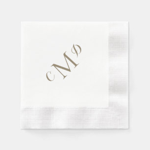 Servilleta De Papel Boda Oro Cocktail Monograma Blanco Monograma