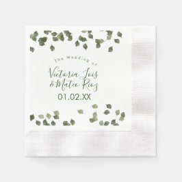 Servilleta De Papel Boda Otoño Invierno Verde Hoja Acuarela