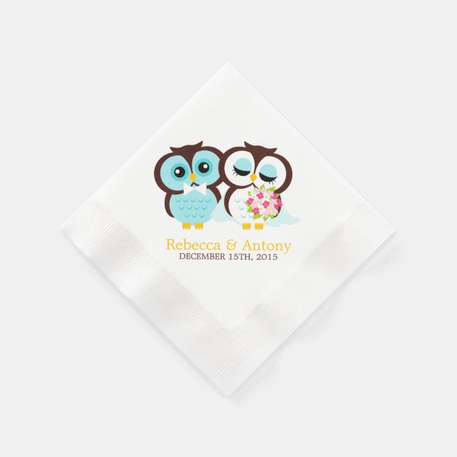 Servilleta De Papel Boda Owls (Borde)