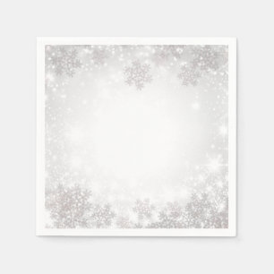 Servilleta De Papel Boda Paisaje Invernal Copos de Nieve Brillantes Bl