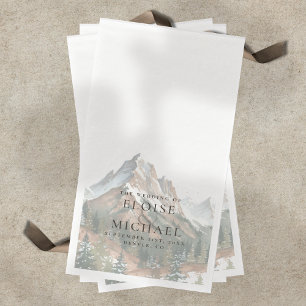 Servilleta De Papel Boda Paisaje Montañoso Acuarela Rústica