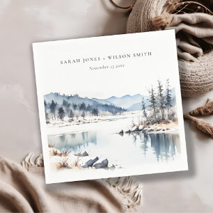 Servilleta De Papel Boda paisajista del lago Winter Snow Mountain