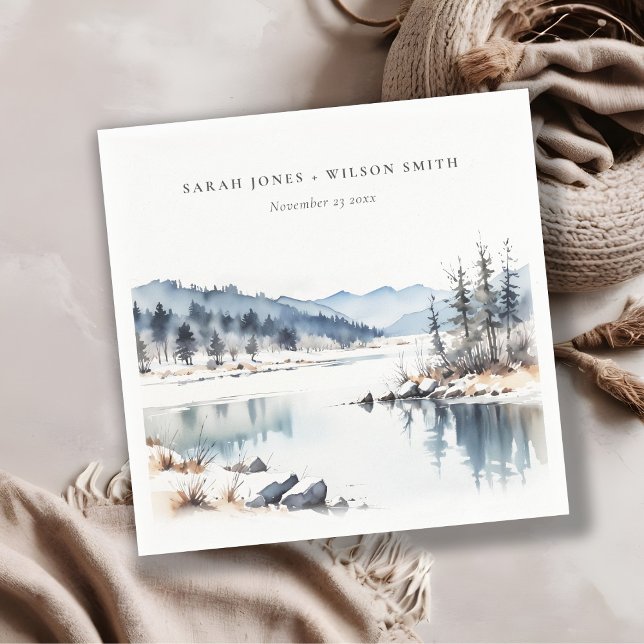 Servilleta De Papel Boda paisajista del lago Winter Snow Mountain (Subido por el creador)