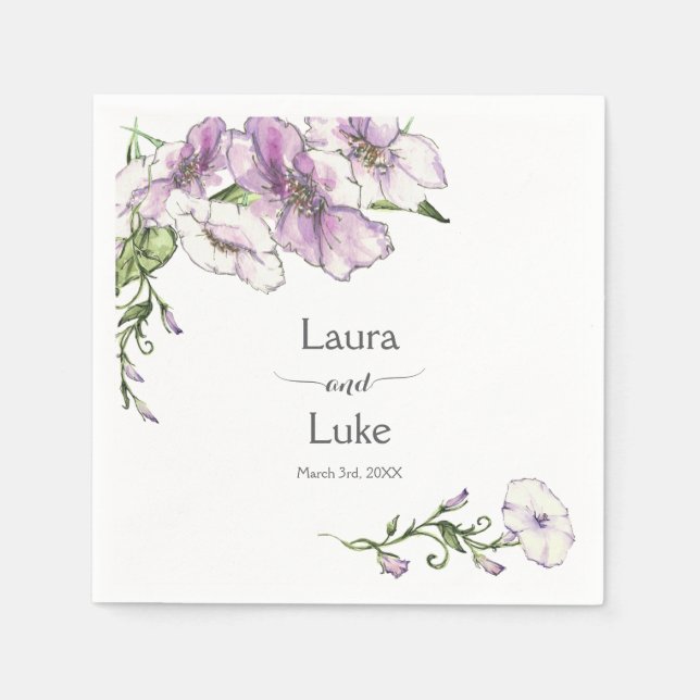 Servilleta De Papel Boda Pansy moderno (Anverso)