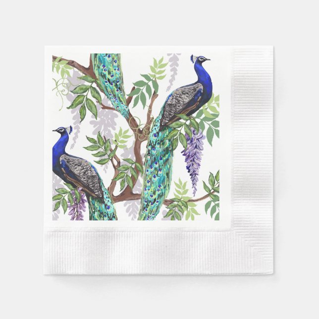 Servilleta De Papel Boda Peacock (Anverso)