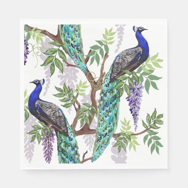 Servilleta De Papel Boda Peacock (Anverso)