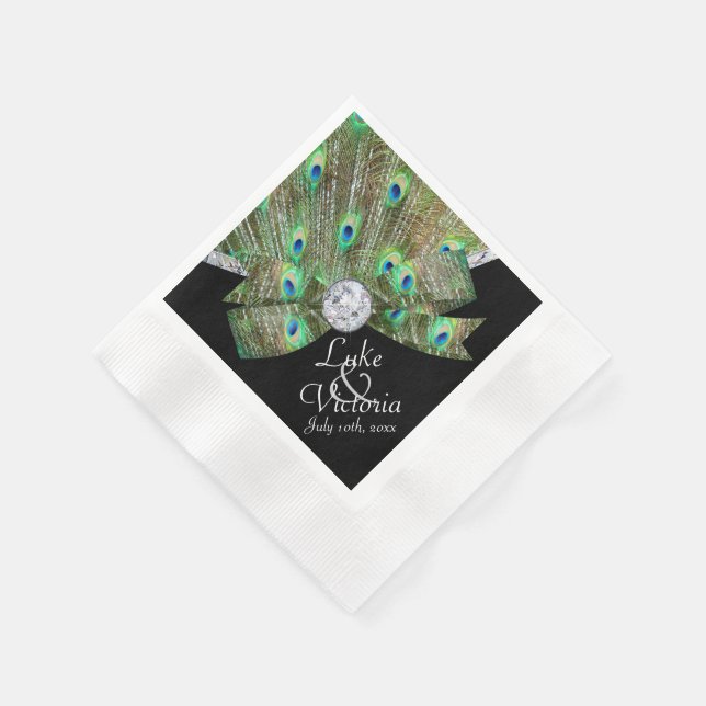 Servilleta De Papel Boda Peacock Elegance & Diamonds (Borde)