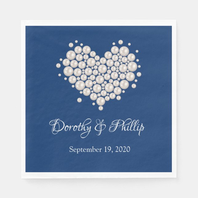 Servilleta De Papel Boda Pearl Heart Paper Napkins (Anverso)