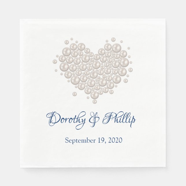 Servilleta De Papel Boda Pearl Heart Paper Napkins (Anverso)