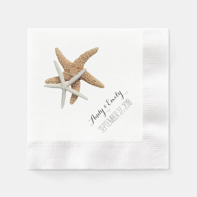 Servilleta De Papel Boda personal de Starfish Natural Couple White (Anverso)
