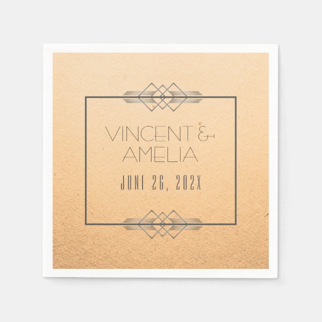 Servilleta De Papel Boda personalizada Art Déco minimalista (Anverso)