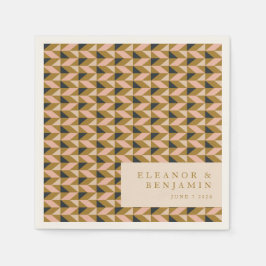 Servilleta De Papel Boda personalizada Art Deco rosa dorado