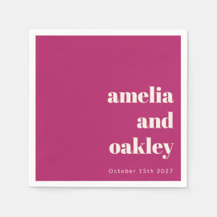 Servilleta De Papel Boda personalizada Berry Retro Minimalista en negr
