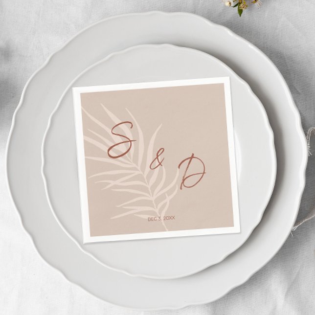 Servilleta De Papel Boda personalizada boho (Monogrammed Boho Terracotta Napkins)