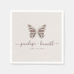 Servilleta De Papel Boda Personalizada Boho Butterfly Dusty Rose