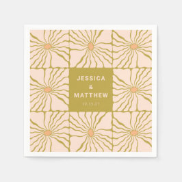 Servilleta De Papel Boda personalizada botánica Groovy Retro Chartreus