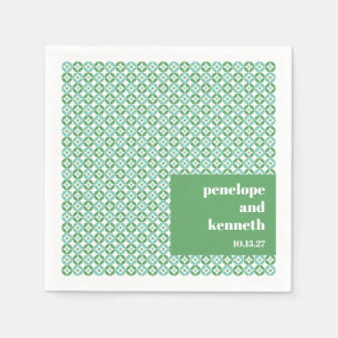 Servilleta De Papel Boda personalizada chic verde y azul de mediados d