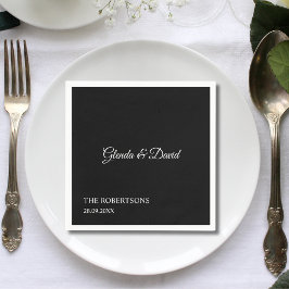 Servilleta De Papel Boda Personalizada con Caligrafía Negra Elegante