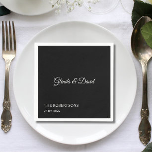 Servilleta De Papel Boda Personalizada con Caligrafía Negra Elegante