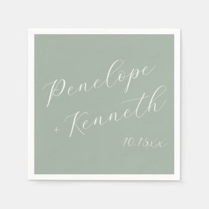 Servilleta De Papel Boda personalizada con elegante escritura en verde