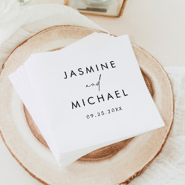 Servilleta De Papel Boda Personalizada con Letra Negra Moderna