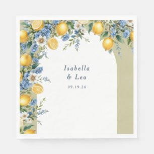 Servilleta De Papel Boda Personalizada con Limón Amalfi Italiano Arco