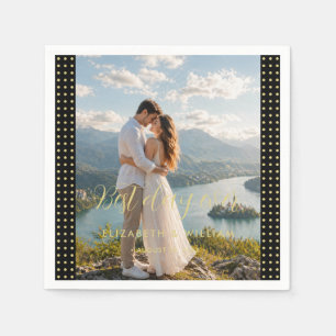Servilleta De Papel Boda personalizada con lunares dorados y negros
