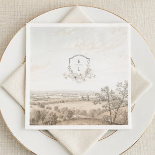 Servilleta De Papel Boda Personalizada con Monograma Estilo Francés Ca